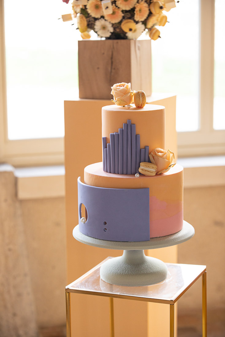 piece montee mariage printemps couleurs peche et lilas wedding cake